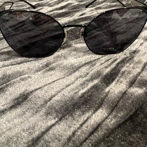 Prada Black Metal Aviator Sunglasses - Women's